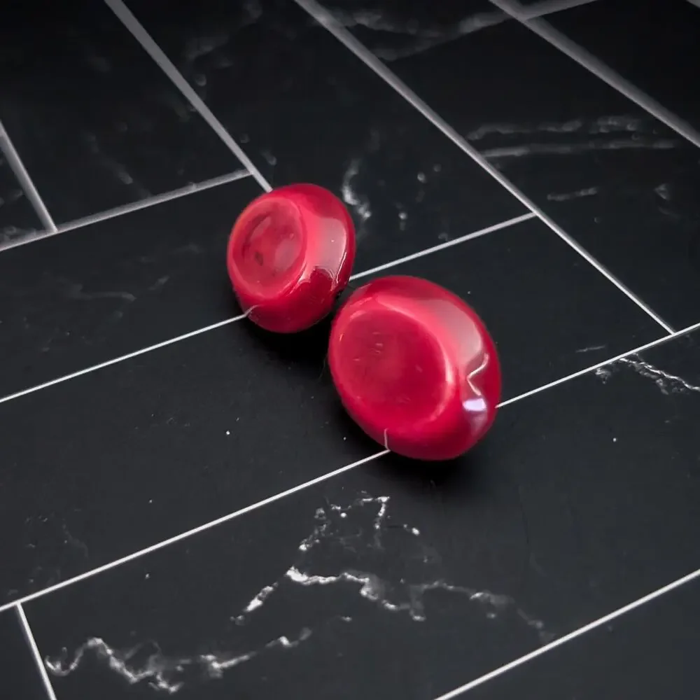 Vintage Stud Earrings Shades of Red Oval - Unusual Retro Statement